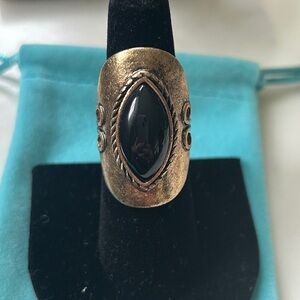 Free People antique Gold and Black Statement Ring‎
